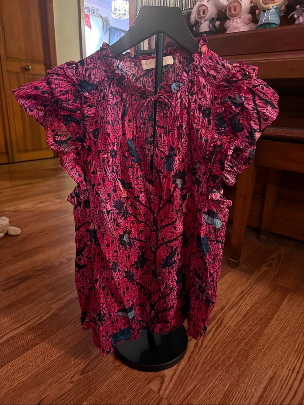 Ulla Johnson Ruffled Short-Sleeve Floral Blouse - Bright Pink